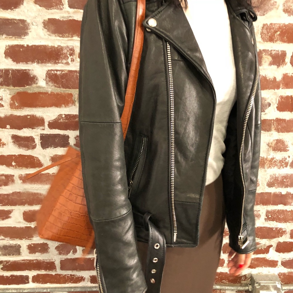 Black Biker Real leather Jacket